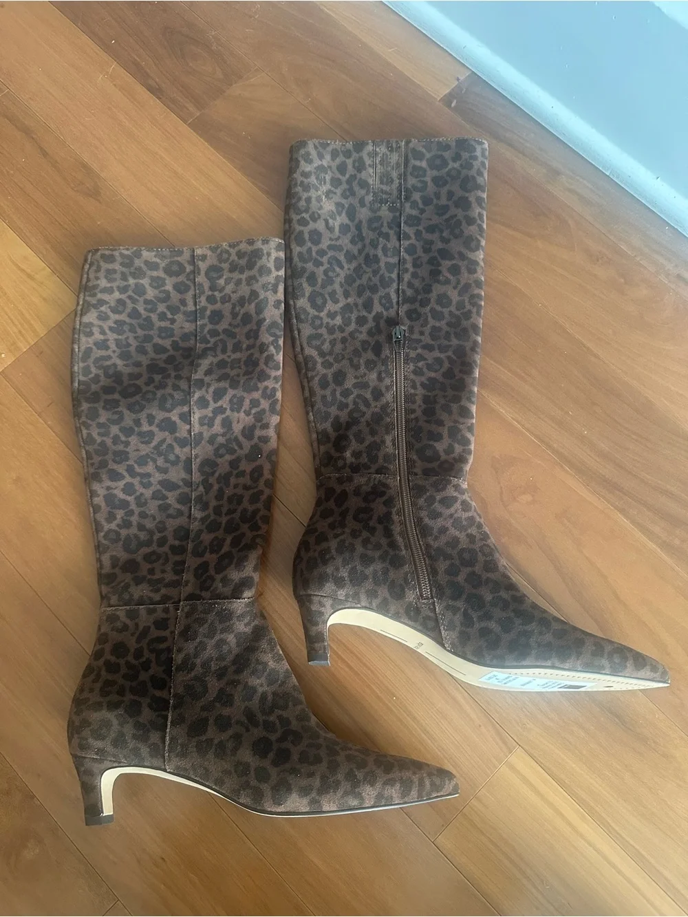 Dolce Vita Aldy Boots Brown Leopard Print Suede Knee-High